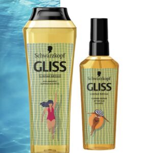 Kit Shampoo Gliss Summer + oil schwarzkopf gliss summer repair after sun 75 ml