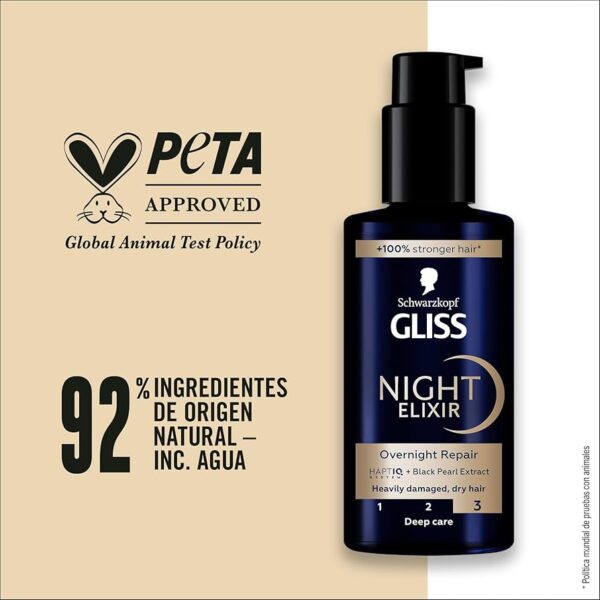 Schwarzkopf Gliss Night Elixir Reparação Noturna – 100ml: - Image 3