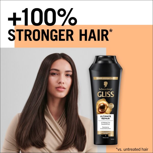 Schwarzkopf GLISS KUR Ultimate Repair Shampoo, 250 ml Para maior força e brilho - Imagem 2