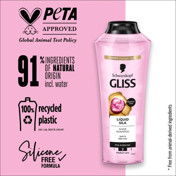 Schwarzkopf GLISS KUR Liquid Silk Shampoo, 250 ml Para cabelos macios e sedosos - Image 3