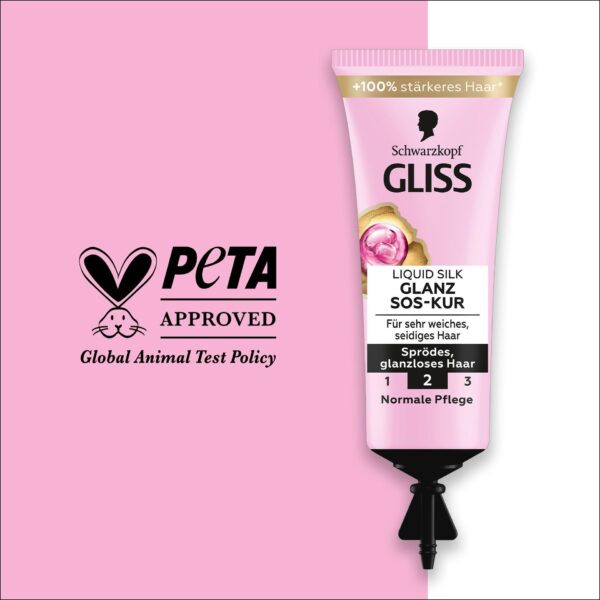 Schwarzkopf GLISS Máscara SOS de Brilho de Seda Líquida, 15 ml Máscara capilar para cabelos mais suaves - Image 3