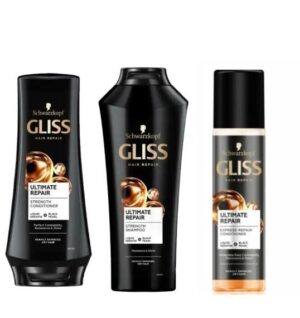 Shampoo, condicionador e spray para cabelo Schwarzkopf Gliss Kur Ultimate Repair - kit com 3  unidades