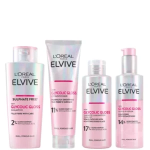 Rotina de brilho L'Oréal Paris Elvive Glycolic Gloss para cabelos opacos